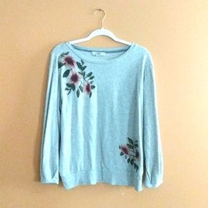 Vintage America Embroidered Sweater in Gray floral